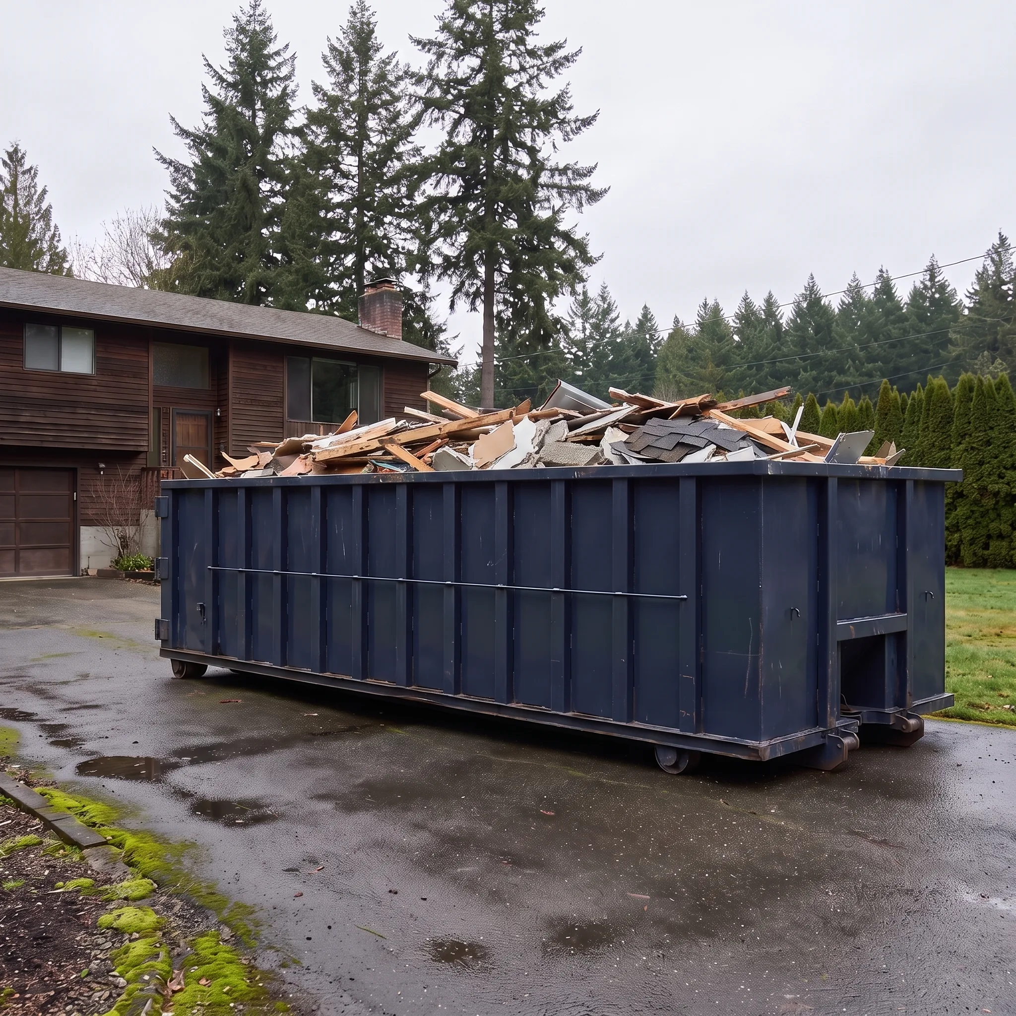 Roll-off dumpster on a Oregon job site