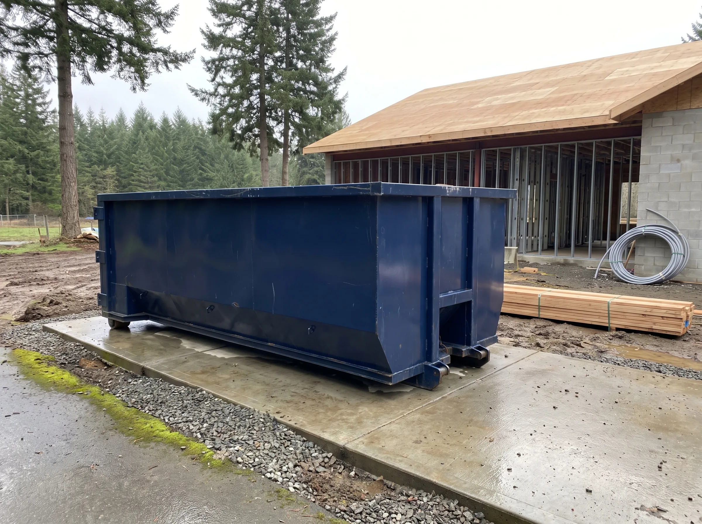 Roll-off dumpster being loaded in Oregon